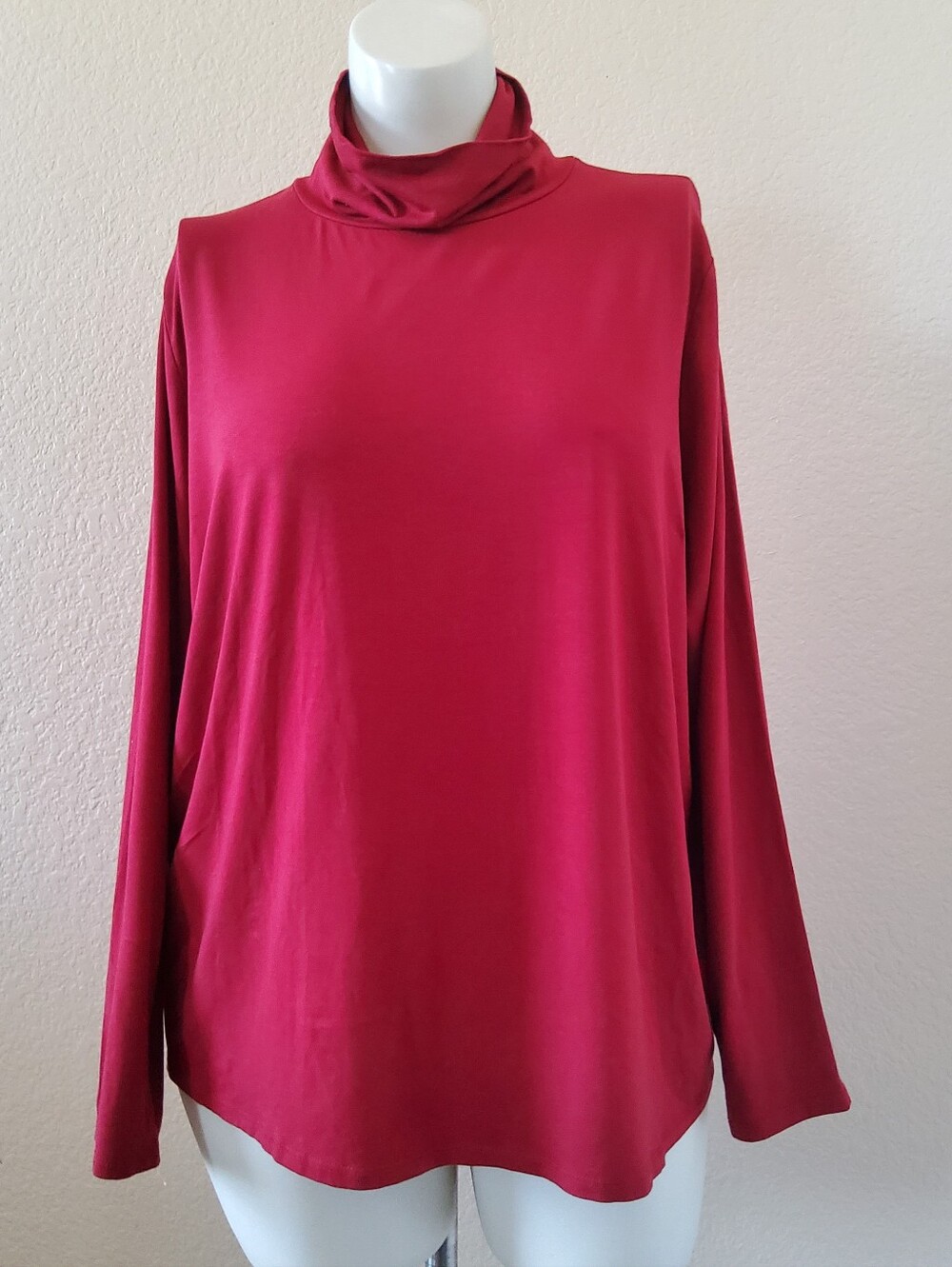 Eileen Fisher Red Tencel Turtleneck Top - Size 2X EUC